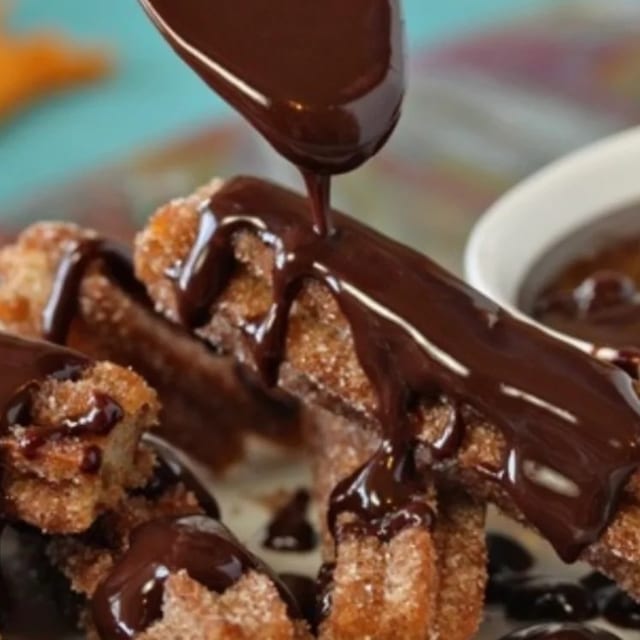 Churro Bites with Chocolate Dipping Sauce.